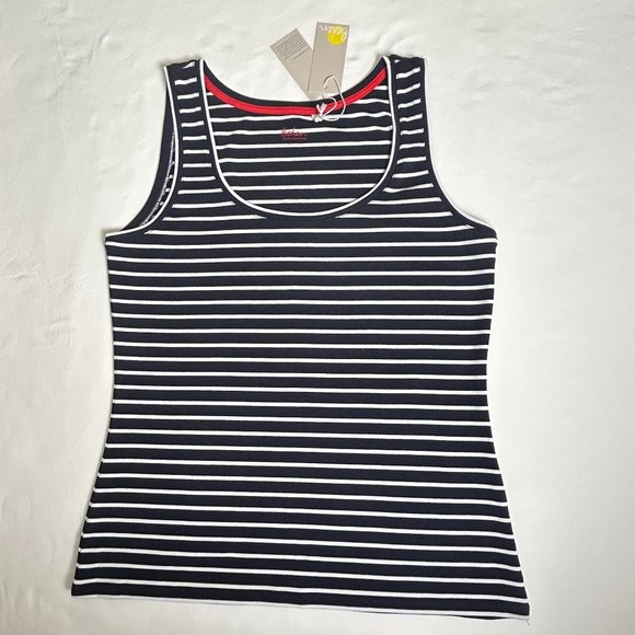Boden Cotton Tank Top Navy Blue & White Stripe - Picture 8 of 12